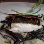 Black Cod on the plancha with salsify, black trumpet mushrooms with oyster emulsion