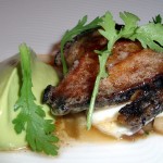 Monterey bay Abalone and braised pig trotters, avocado mousseline