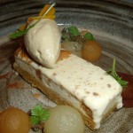 Pears and Pumpkin Cake with Speculass Ice Cream, Moscato Jelly, Prunes, Dates, Molasses, Pecans-2