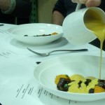 18th Course, Kelp with Sea Urchin, gluten enforced fresh pasta, constructed bottarga
