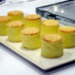 3rd Course Cheese Souffle constructed, re-heatable souffle, N-Zorbit Crumble