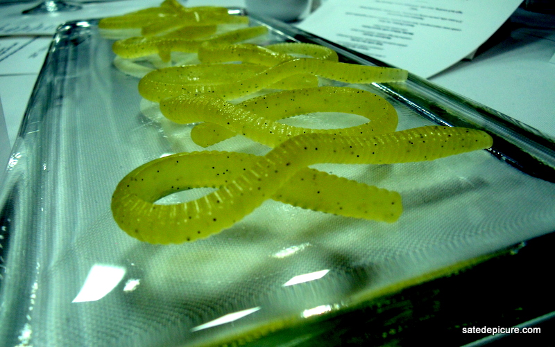 Gummy Worms, olive oil gel, fish lure molds /