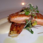 Blackmouth King Salmon, Heart of Palm Puree, Red Endive, Vanilla