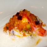 #7 Poached Lobster, Saffron Tapioca, Gewurztraminer Foam