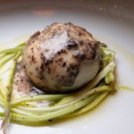 Sheep’s Milk Ricotta Nudi di Uovo, Bird’s Nest Style (asparagus julienne)