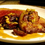 Roasted Duck Breast with Foie Gras, Pine Nuts and Capers