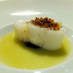 Plate of Salt Cod with Bread Crumbs, Green Tomato Olive Broth