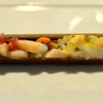 Razor Clam Reconstructued with Essence of Razor Clam Broth, Rice Cracker Shell